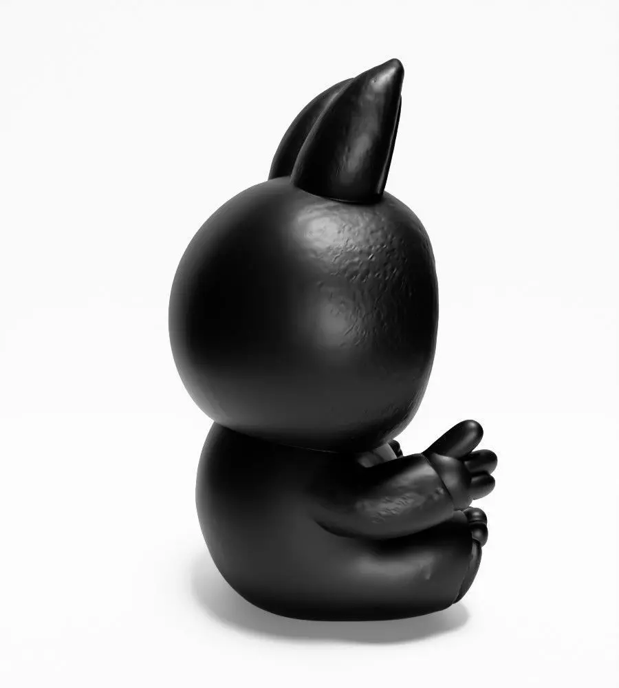 Sit Black Labubu The Monsters toy 3D print model_16