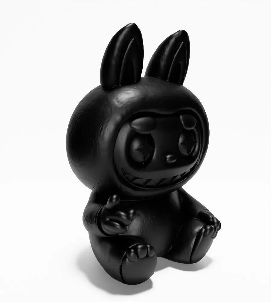 Sit Black Labubu The Monsters toy 3D print model_20