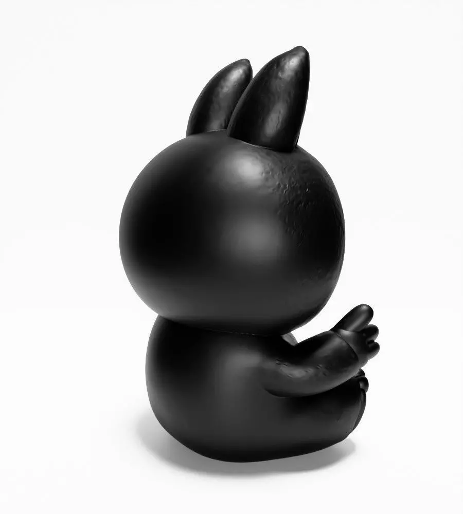 Sit Black Labubu The Monsters toy 3D print model_15