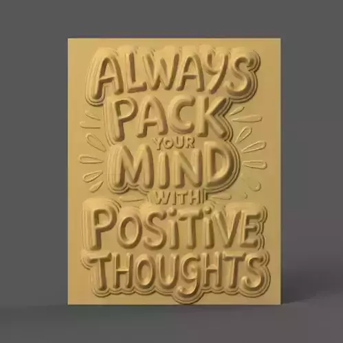 Positive Mindset 3D Plaque STL File Decor 3D print model