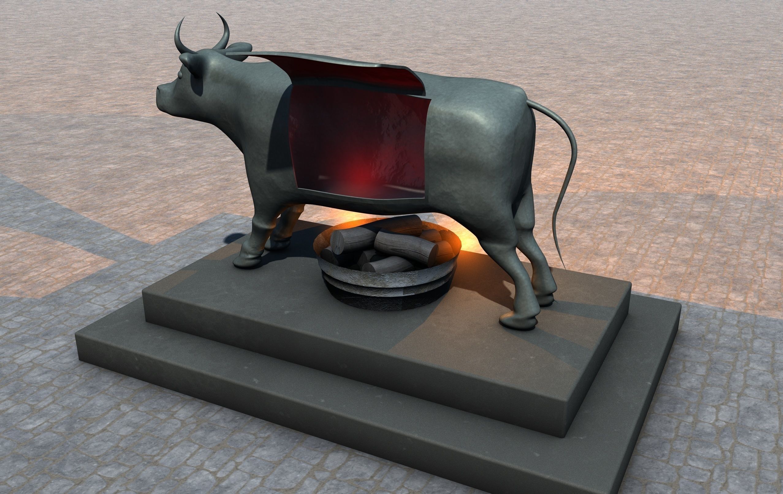 Brazen Bull Torture Device 3D model_3