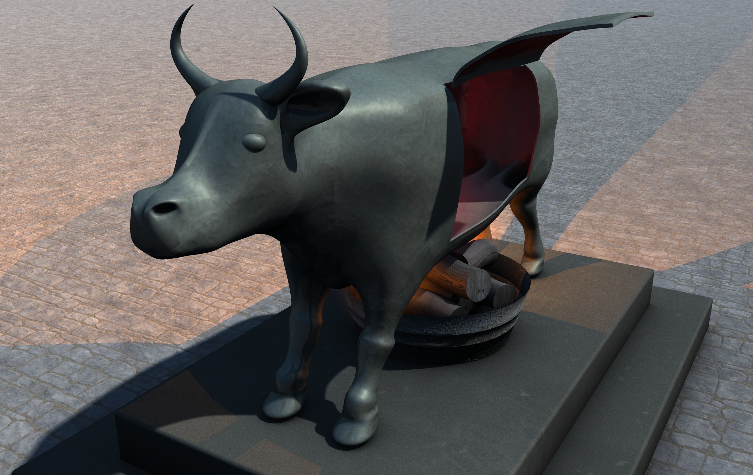 Brazen Bull Torture Device 3D model_4