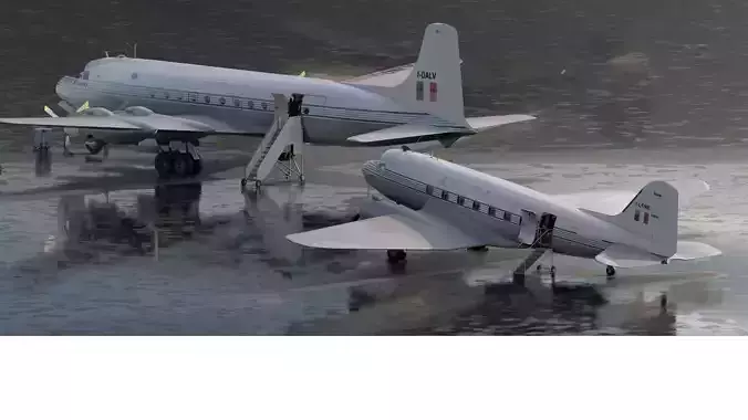 Douglas DC-3 and DC-4 3D model Douglas DC-3 and DC-4 3D model