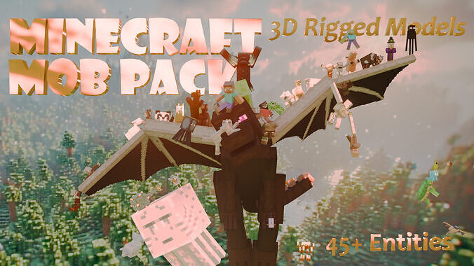 Rigged Minecraft Mob Pack Low-poly 3D model