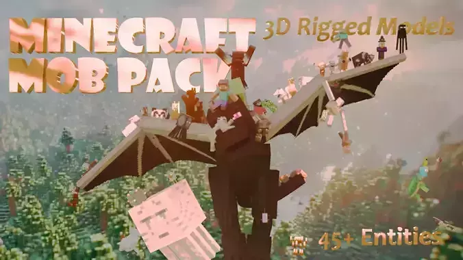 Rigged Minecraft Mob Pack Low-poly 3D model