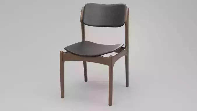Scandinavian Wooden Chair MidCentury Modern  Game Ready 3D Model