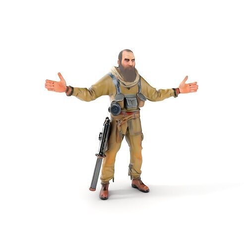 Mysterious Wanderer Rigged and Animated D Model Low-poly 3D model