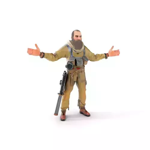 Mysterious Wanderer Rigged and Animated D Model Low-poly 3D model