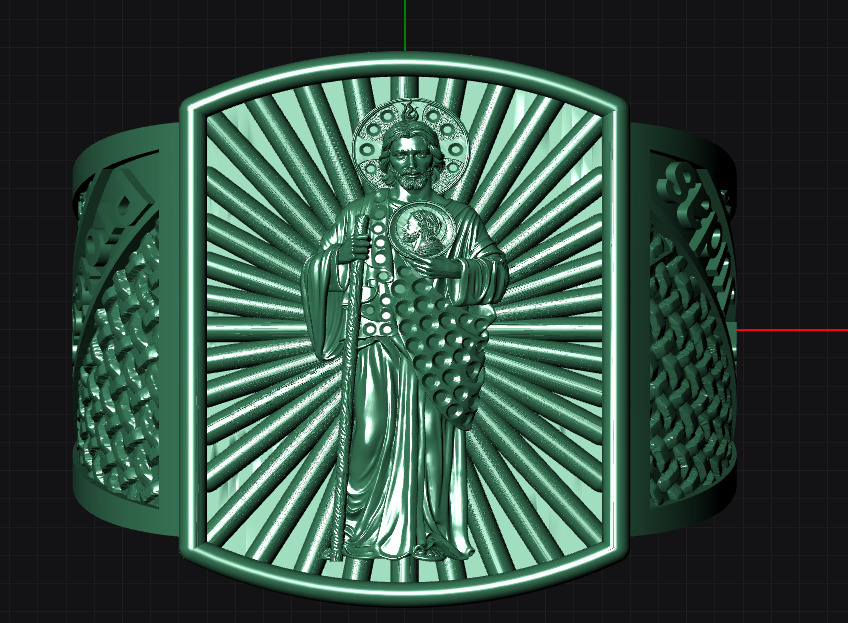 Saint Jude ring 3D print model_3