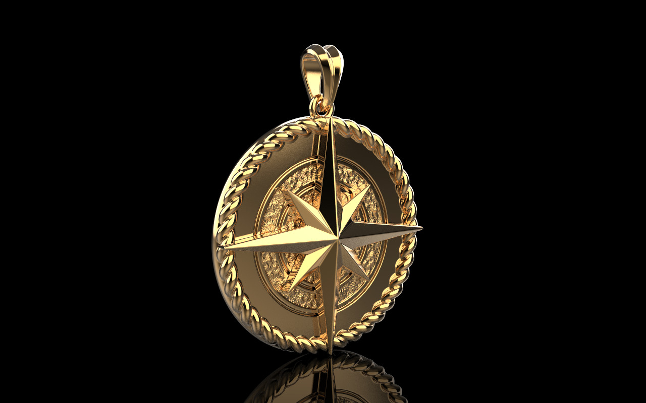 Compass pendant model 1352 3D print model_1