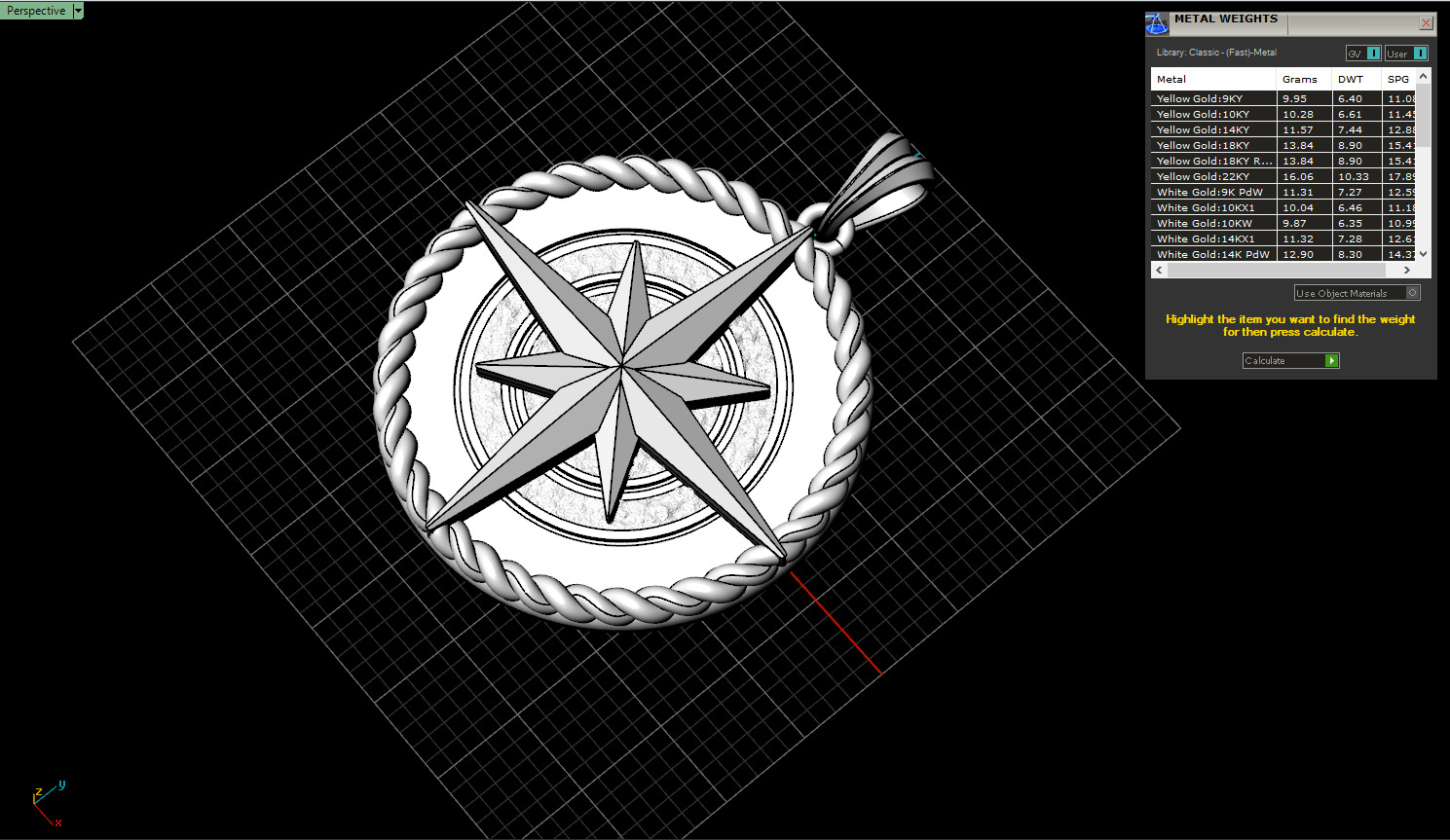 Compass pendant model 1352 3D print model_4