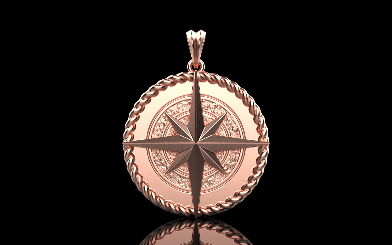 Compass pendant model 1352 3D print model_21