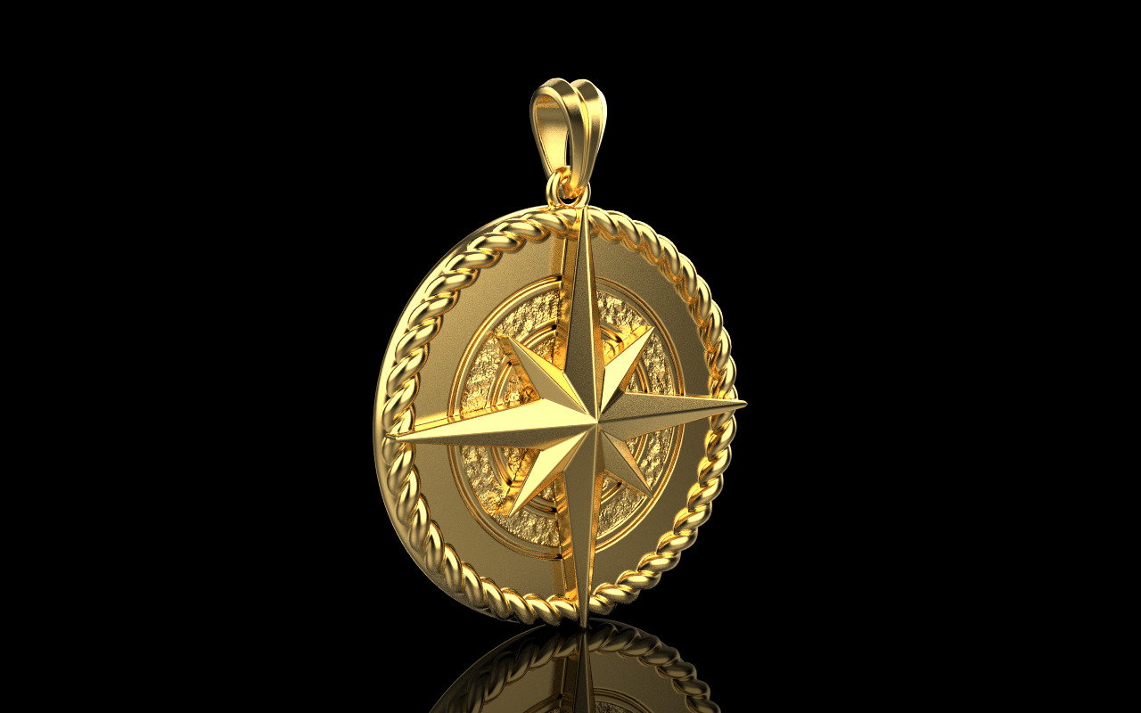 Compass pendant model 1352 3D print model_18