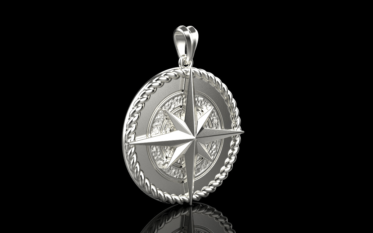 Compass pendant model 1352 3D print model_16