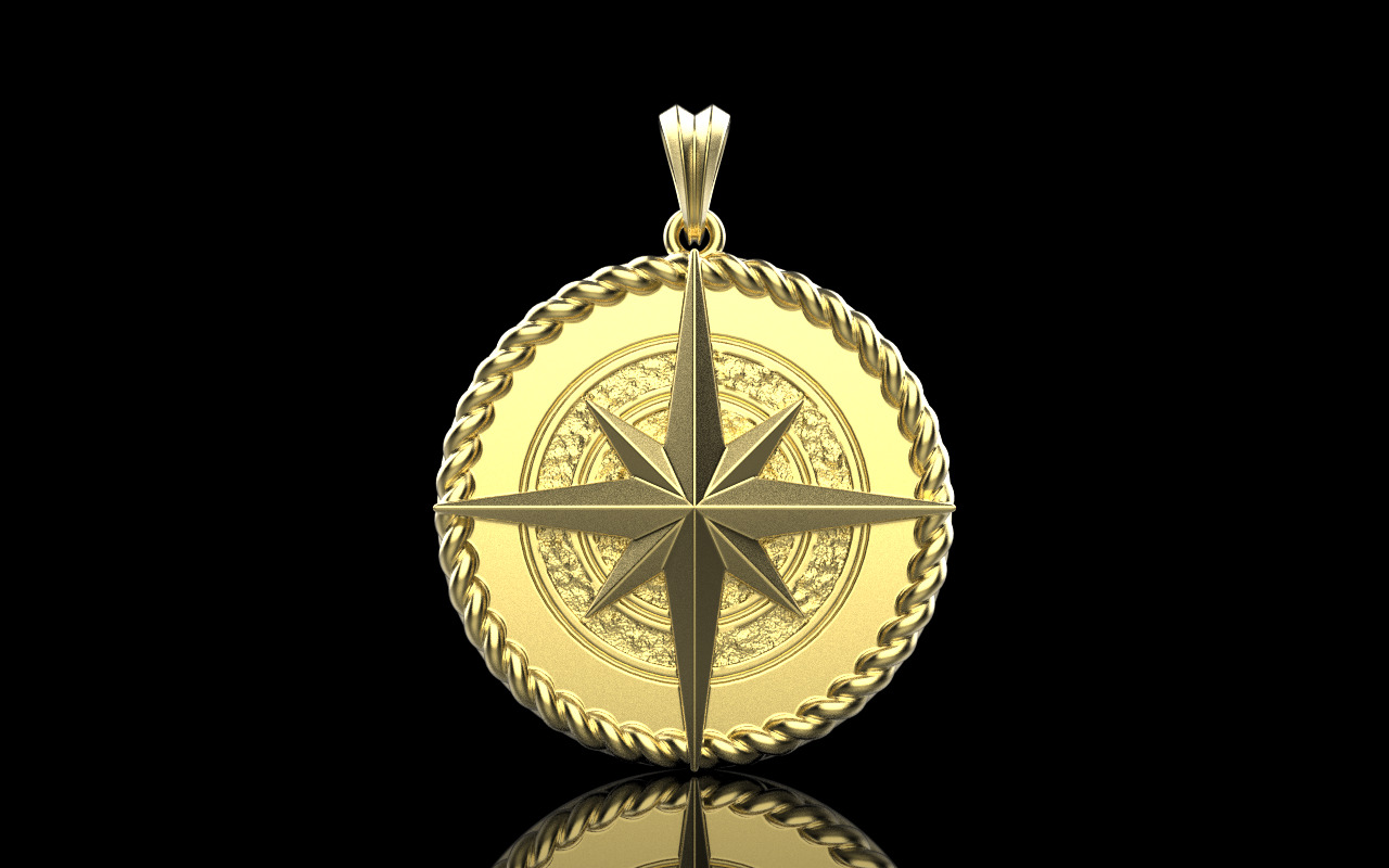 Compass pendant model 1352 3D print model_19