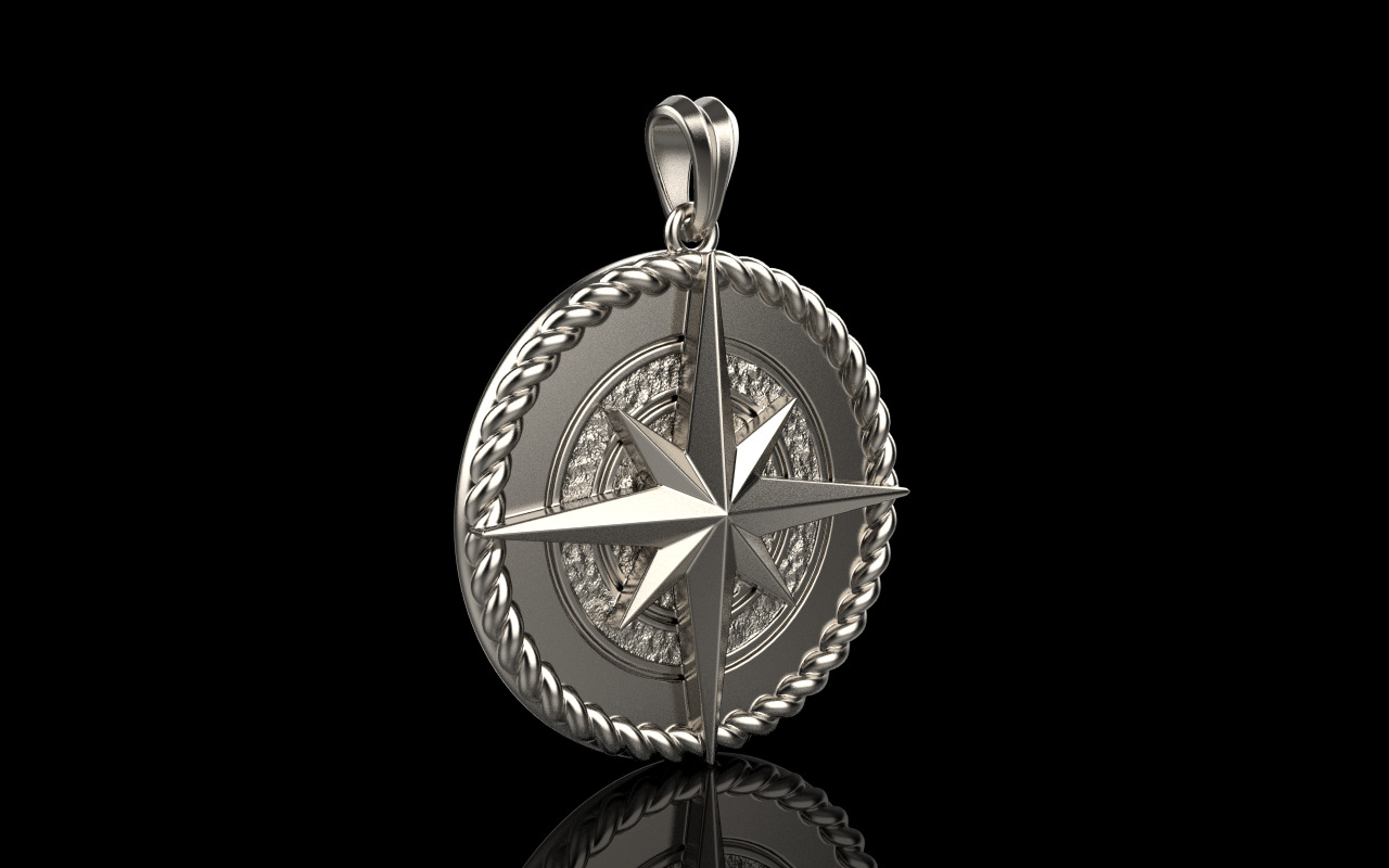 Compass pendant model 1352 3D print model_20