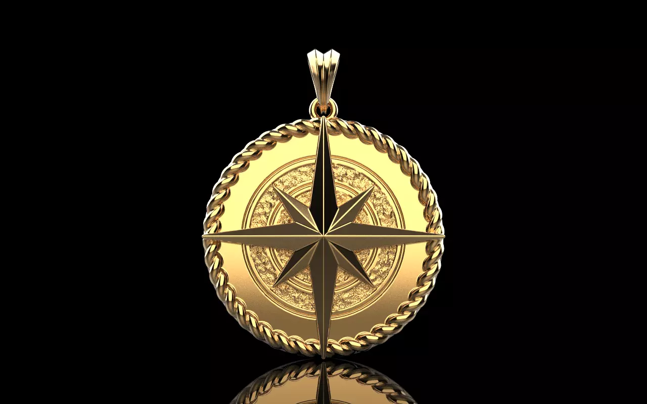 Compass pendant model 1352 3D print model_0