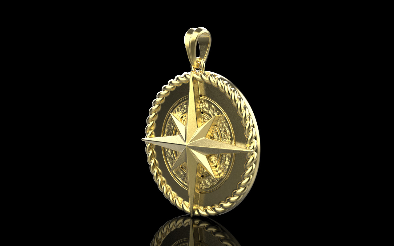 Compass pendant model 1352 3D print model_13