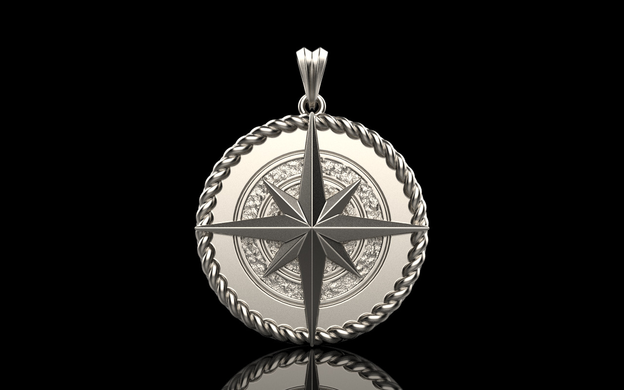 Compass pendant model 1352 3D print model_9