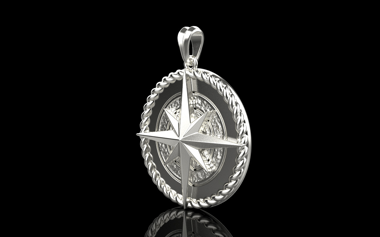 Compass pendant model 1352 3D print model_12