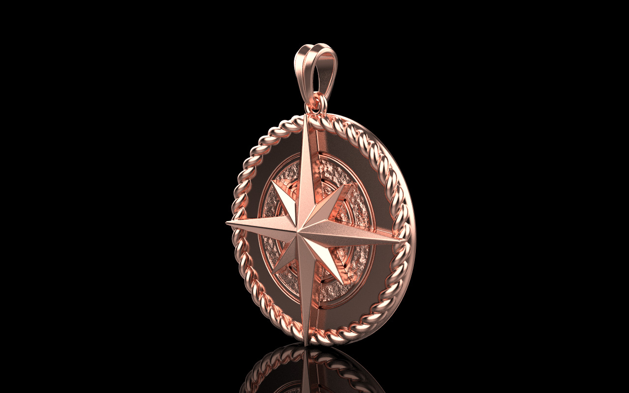 Compass pendant model 1352 3D print model_8