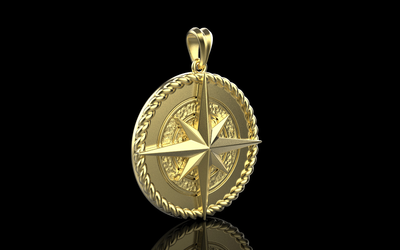 Compass pendant model 1352 3D print model_15