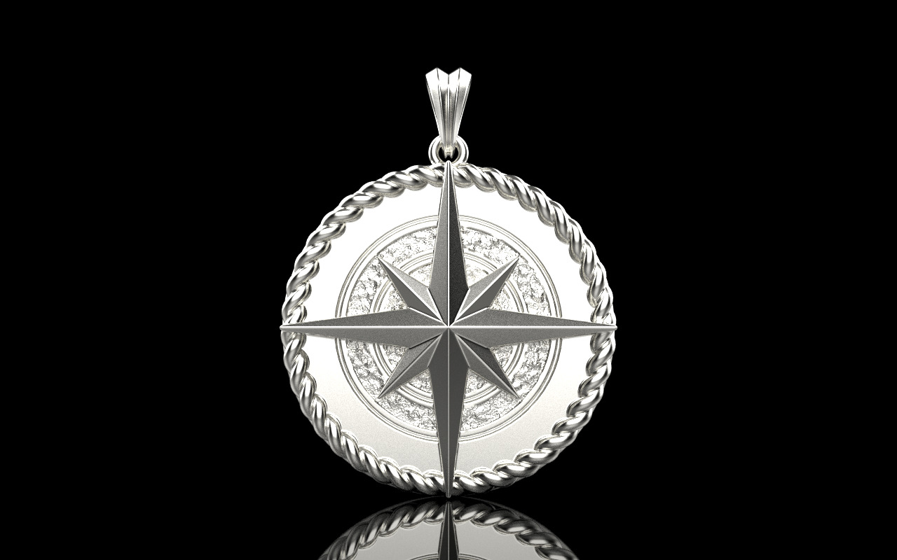 Compass pendant model 1352 3D print model_14