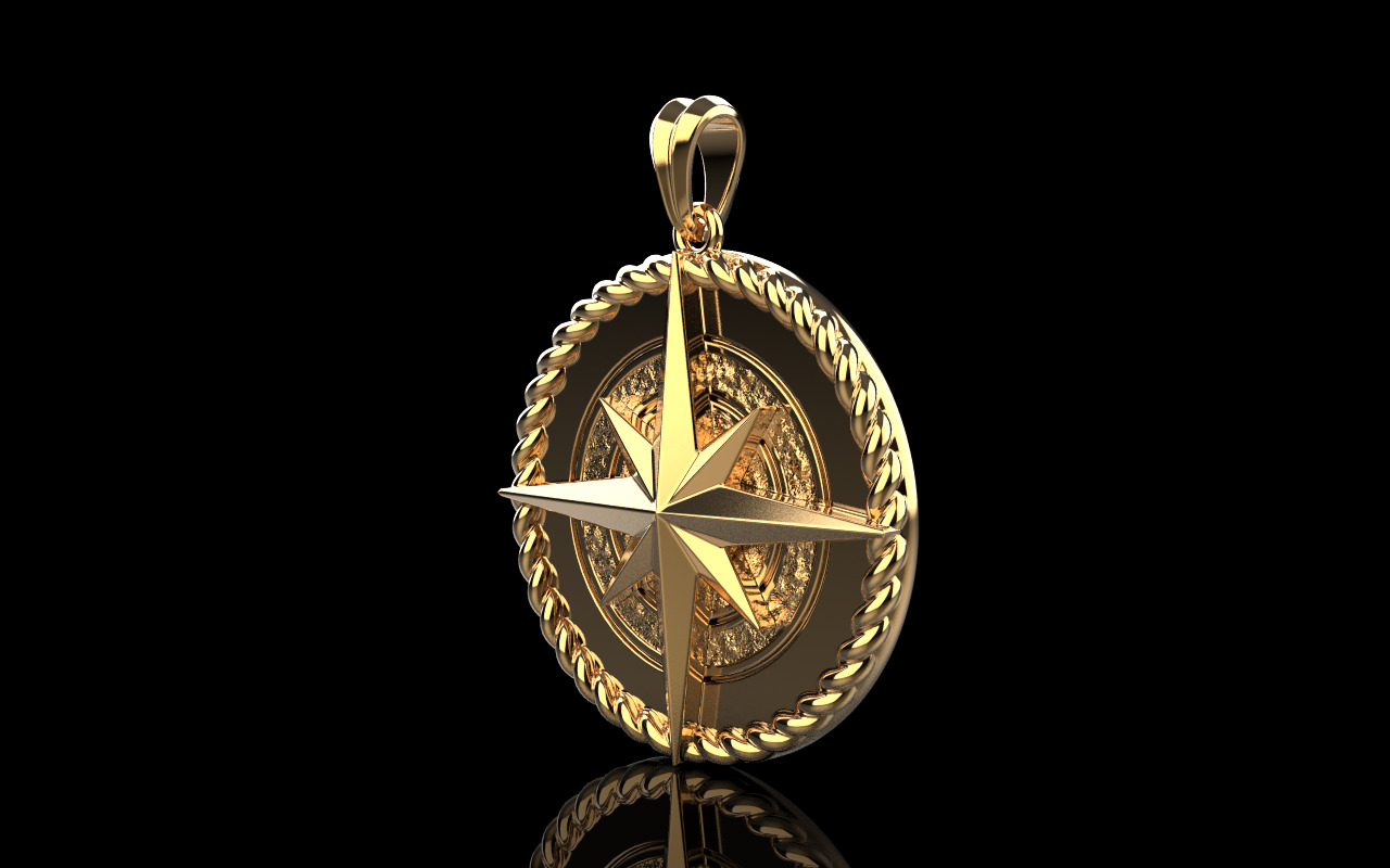 Compass pendant model 1352 3D print model_2