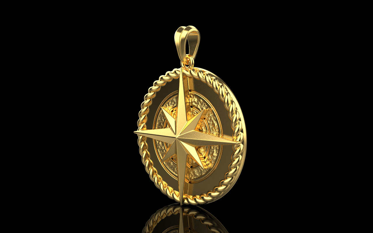 Compass pendant model 1352 3D print model_10