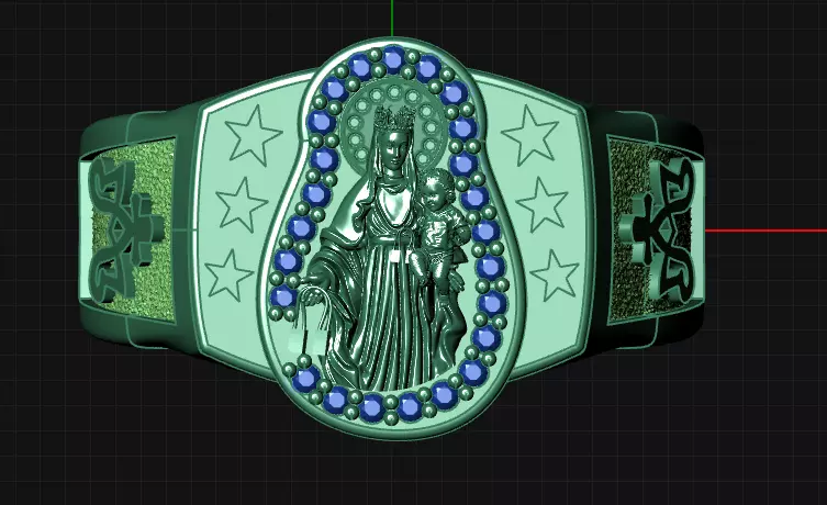 Virgin of Carmen ring 3D print model_0