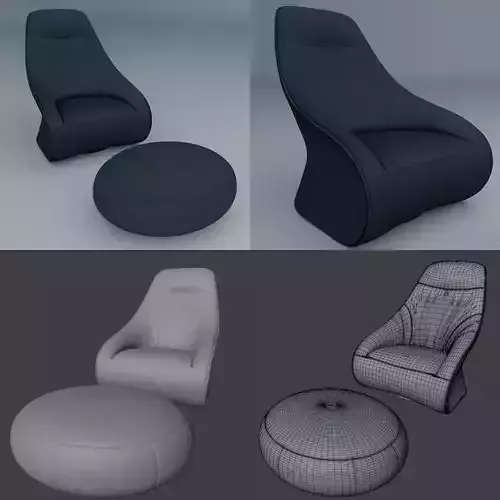 Armchair with Ottoman 3D Model