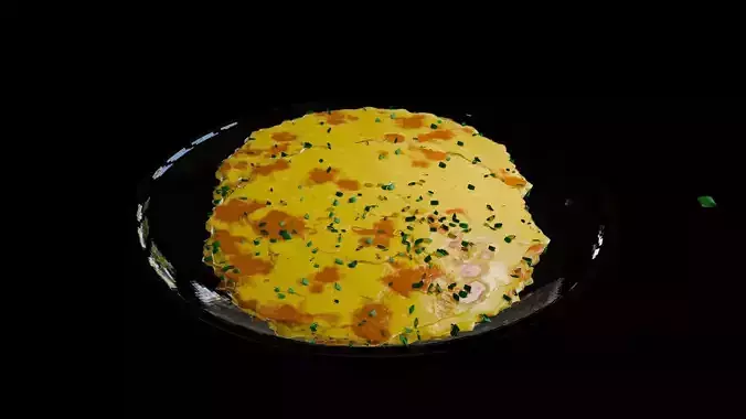 Asian food Fried eggs or omelet with green onions