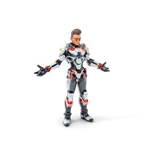 Techno Warrior Rigged and Animated D Character Model Low-poly 3D model