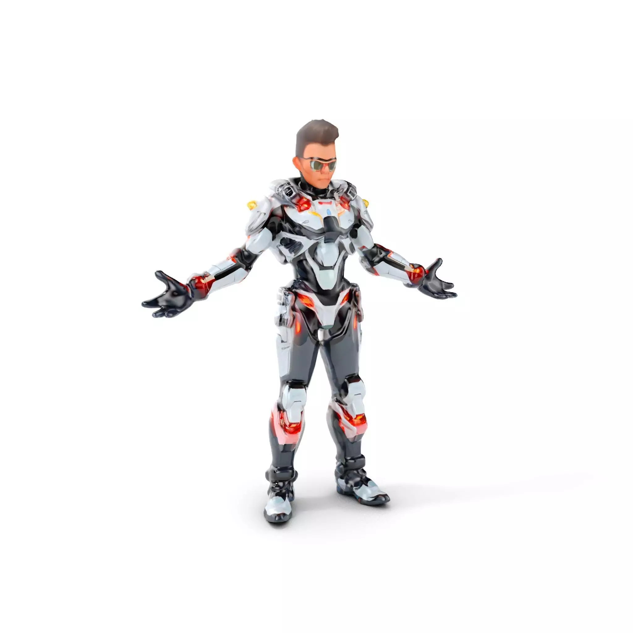 Techno Warrior Rigged and Animated D Character Model Low-poly 3D model_0