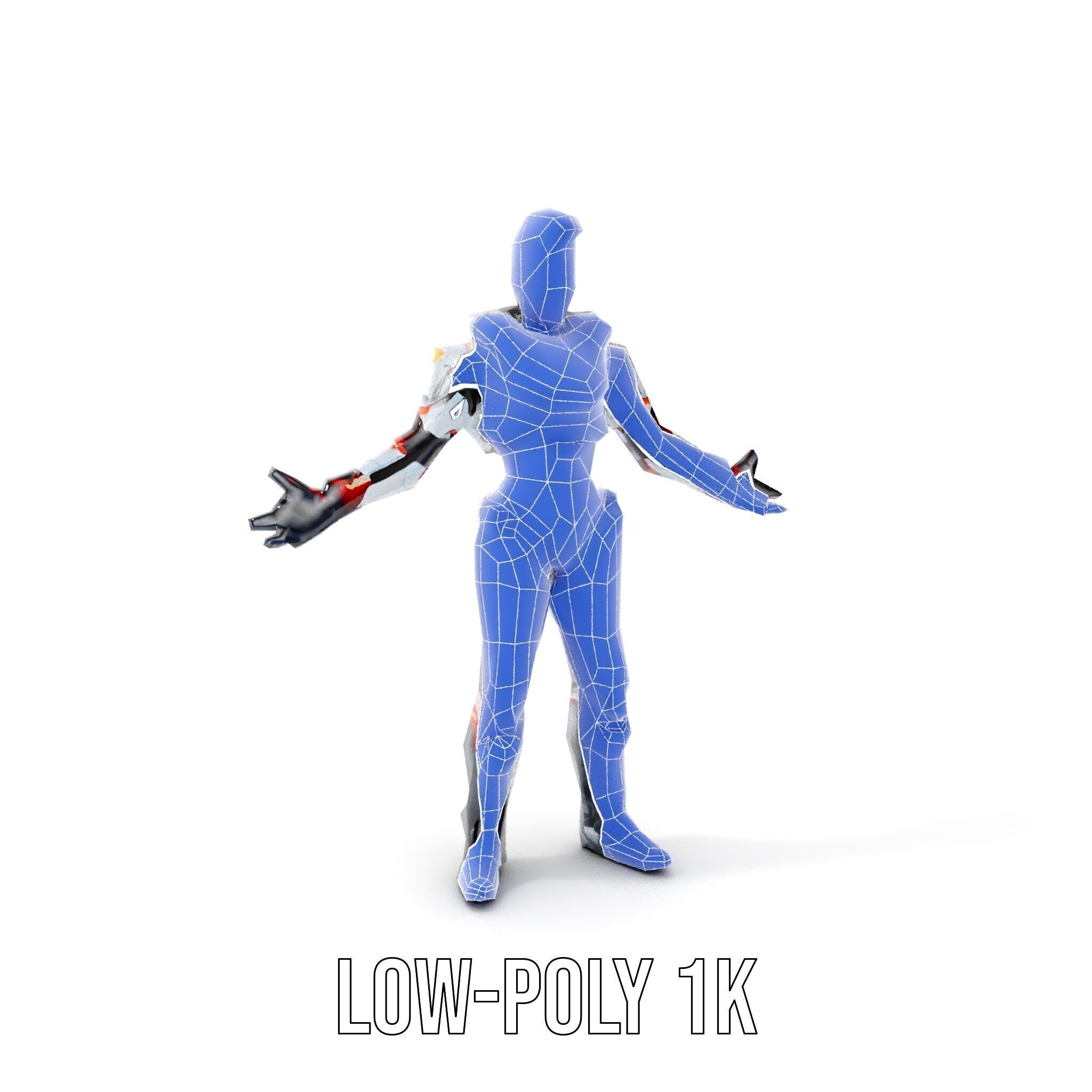 Techno Warrior Rigged and Animated D Character Model Low-poly 3D model_24