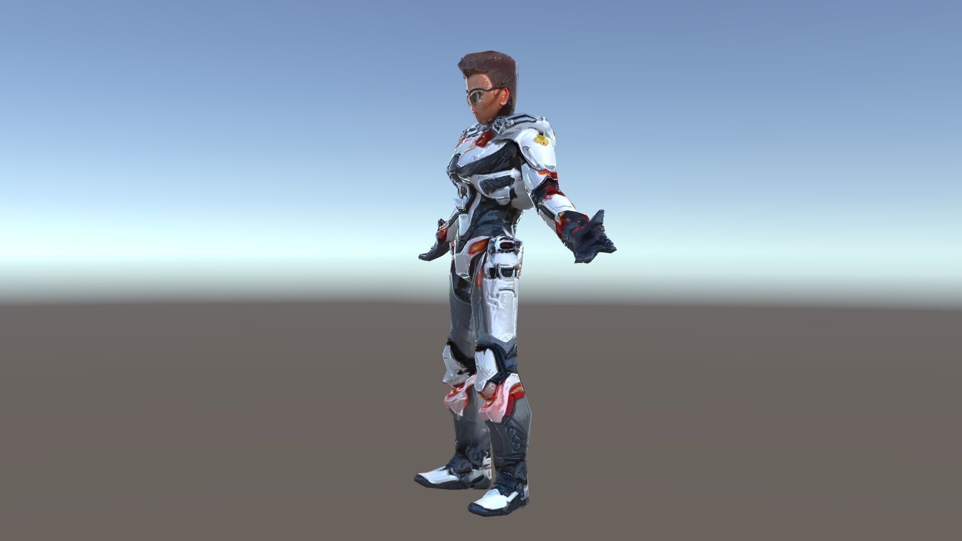Techno Warrior Rigged and Animated D Character Model Low-poly 3D model_35