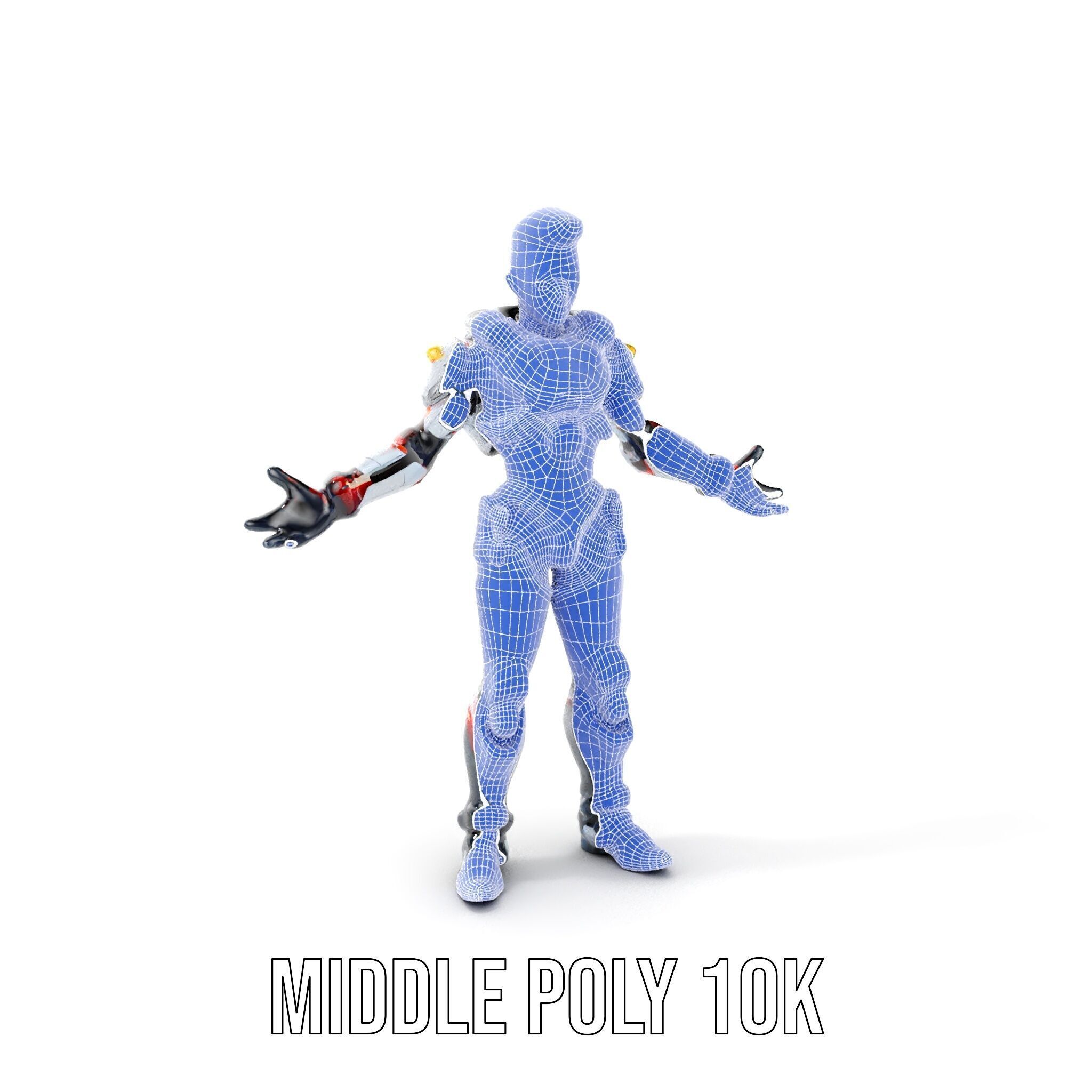 Techno Warrior Rigged and Animated D Character Model Low-poly 3D model_23