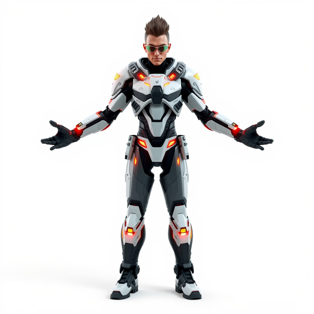 Techno Warrior Rigged and Animated D Character Model Low-poly 3D model_3