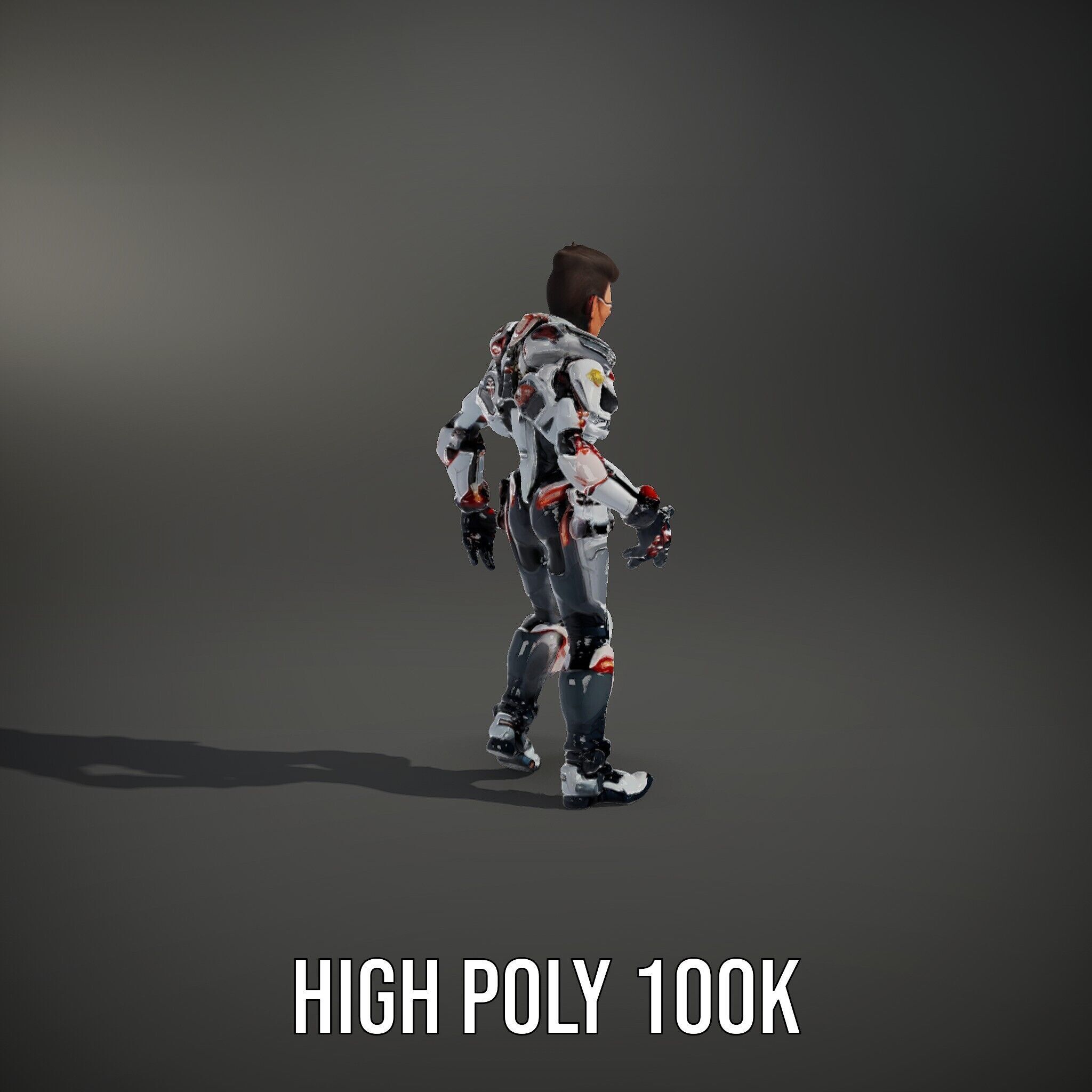 Techno Warrior Rigged and Animated D Character Model Low-poly 3D model_22