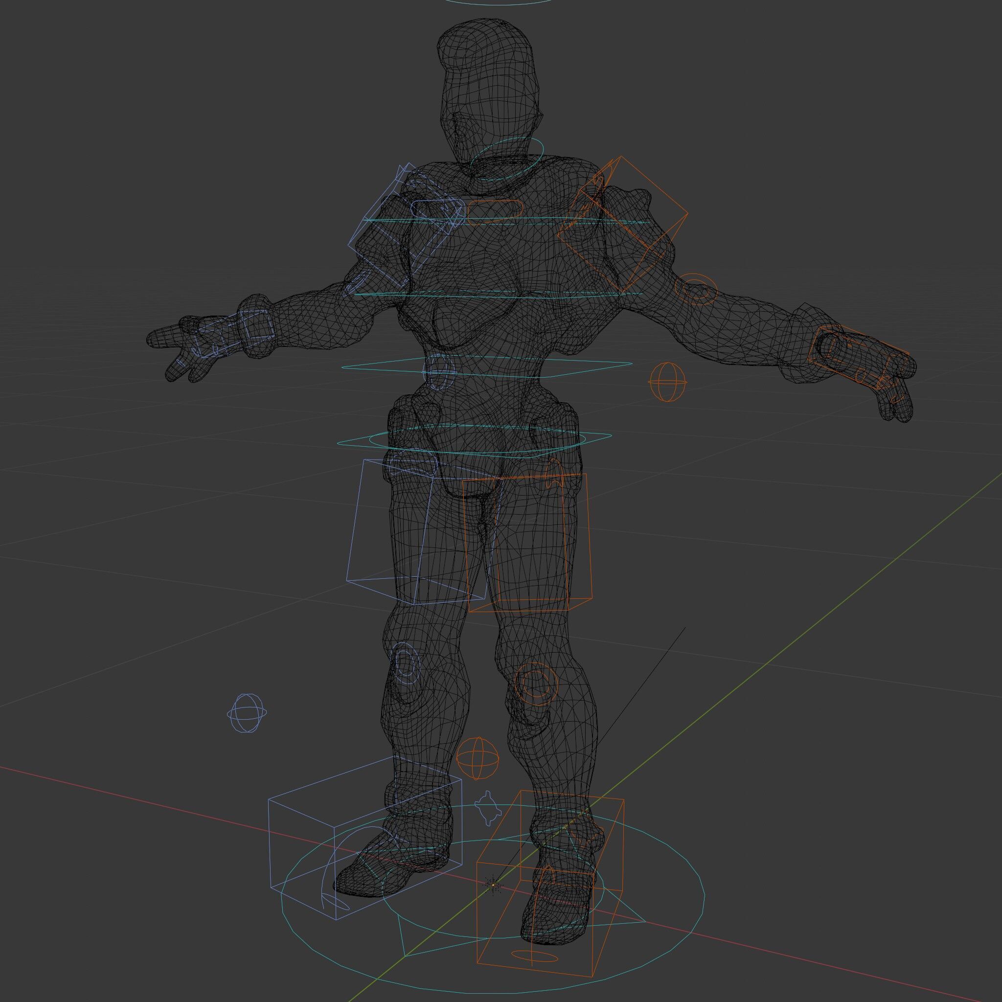 Techno Warrior Rigged and Animated D Character Model Low-poly 3D model_12