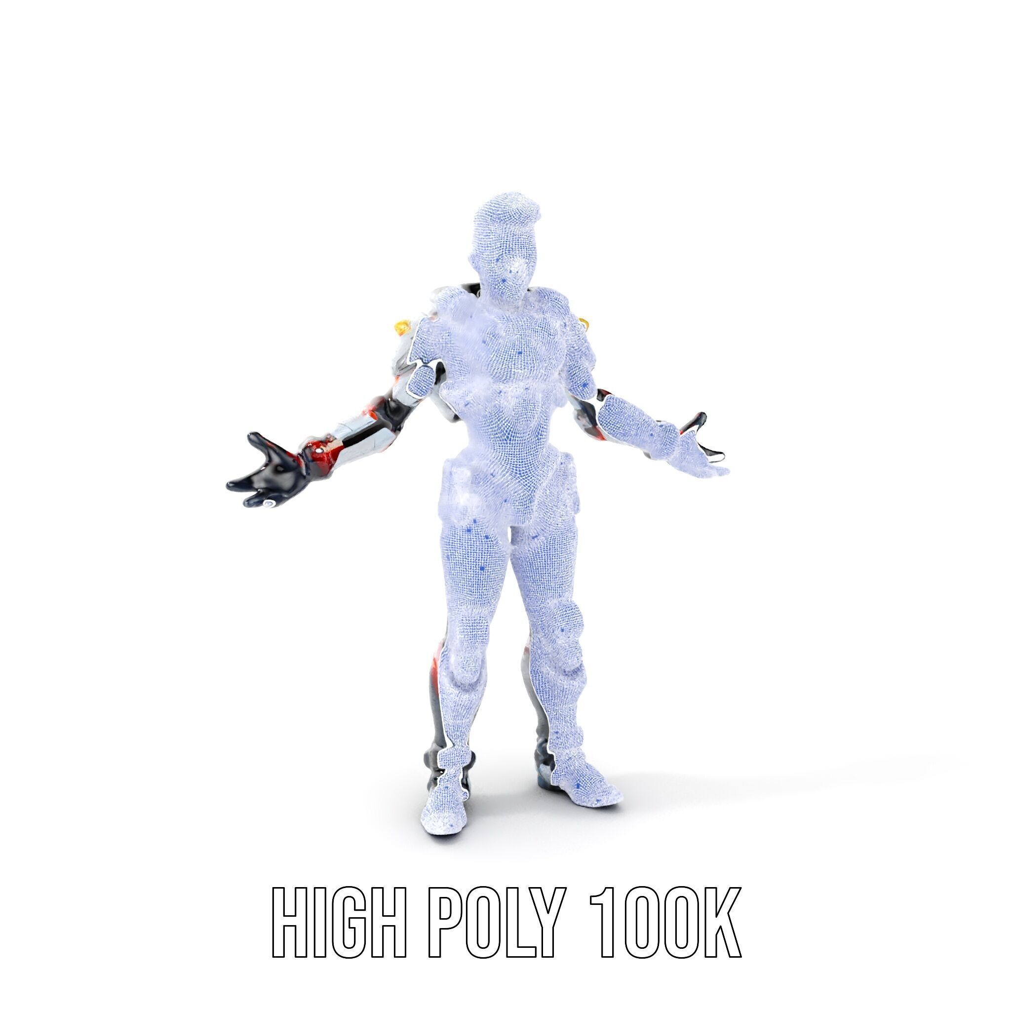 Techno Warrior Rigged and Animated D Character Model Low-poly 3D model_5