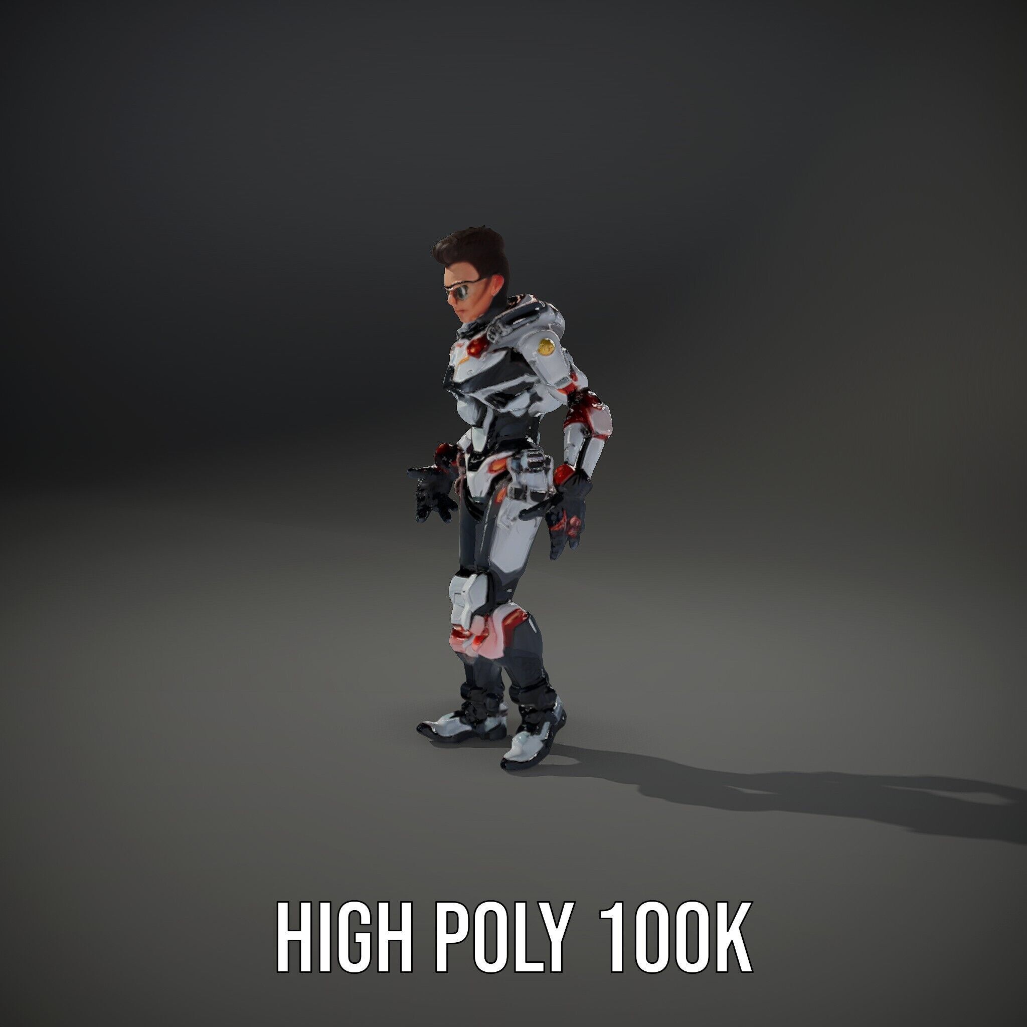 Techno Warrior Rigged and Animated D Character Model Low-poly 3D model_17