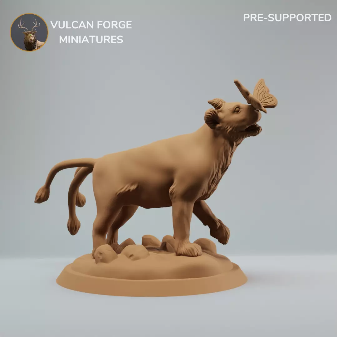 Fantasy Lion Cub with butterfly Ashplains Cub 3D print model
