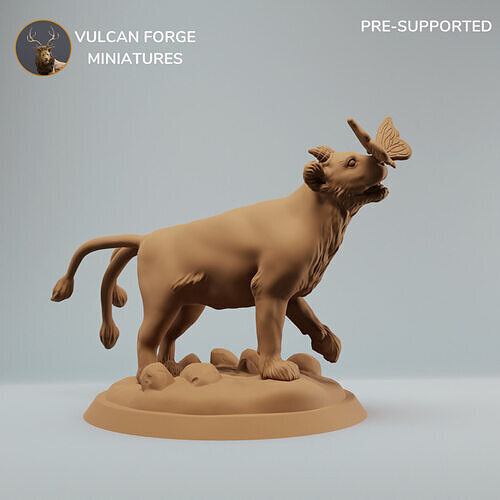 Fantasy Lion Cub with butterfly Ashplains Cub 3D print model