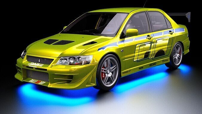 2 Fast 2 Furious Mitsubishi Lancer Evo VII Low-poly 3D model
