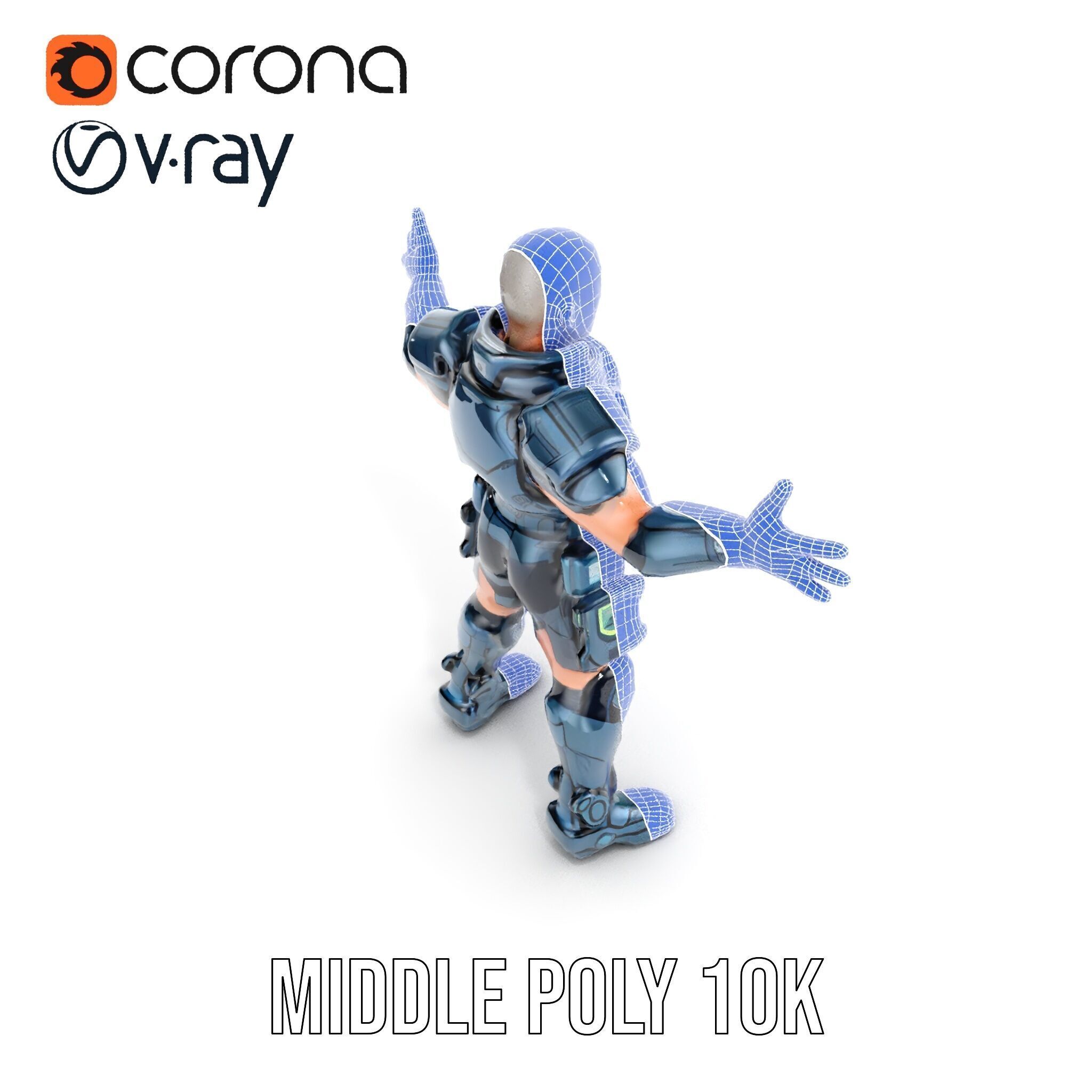 Futuristic Armored Soldier Rigged and Animated D Character Model Low-poly 3D model_37