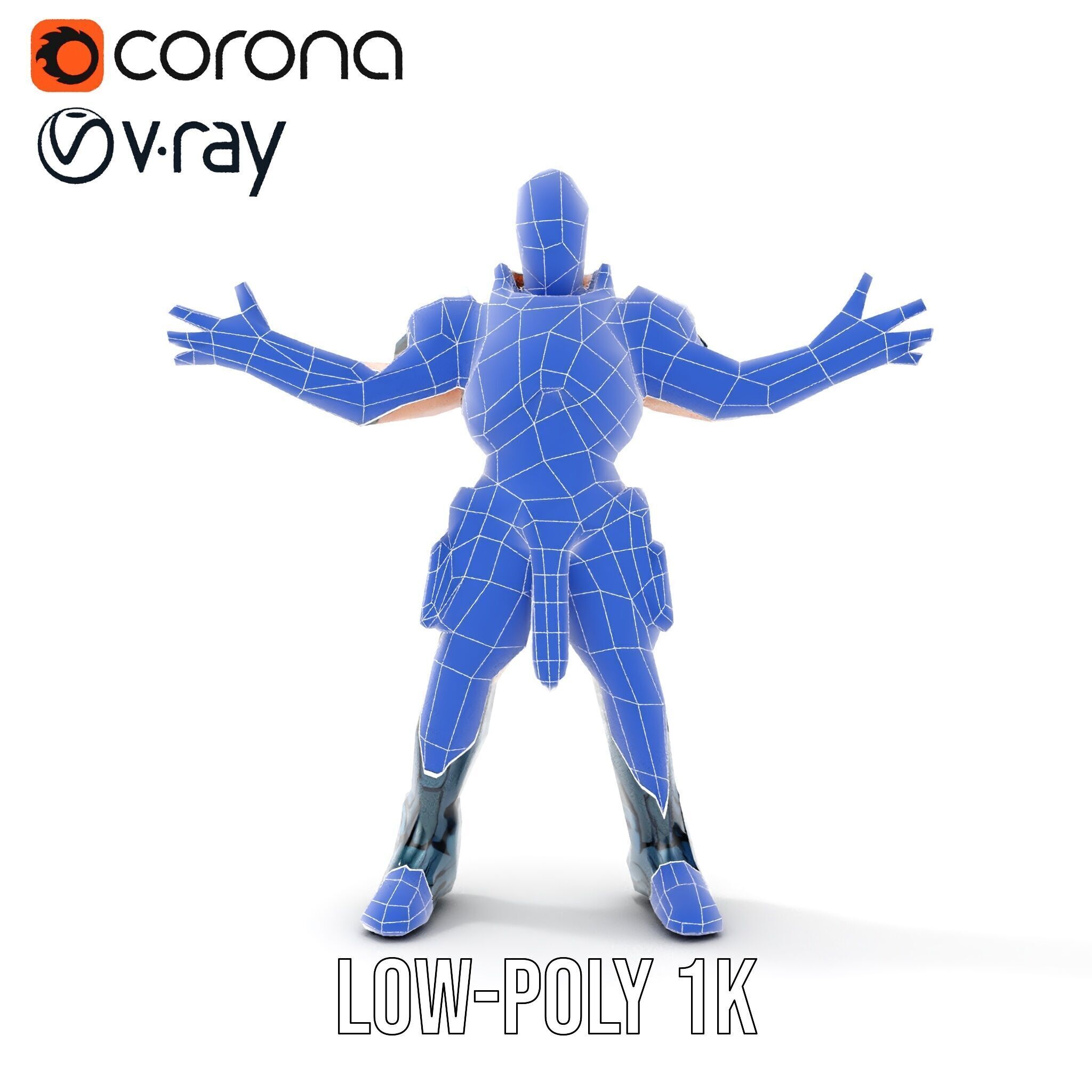 Futuristic Armored Soldier Rigged and Animated D Character Model Low-poly 3D model_33