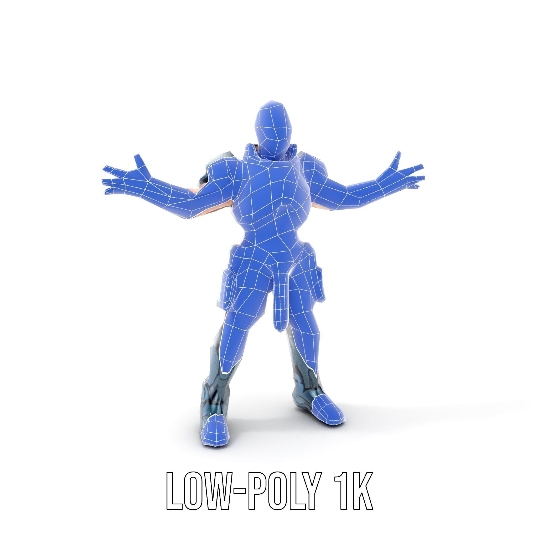 Futuristic Armored Soldier Rigged and Animated D Character Model Low-poly 3D model_16