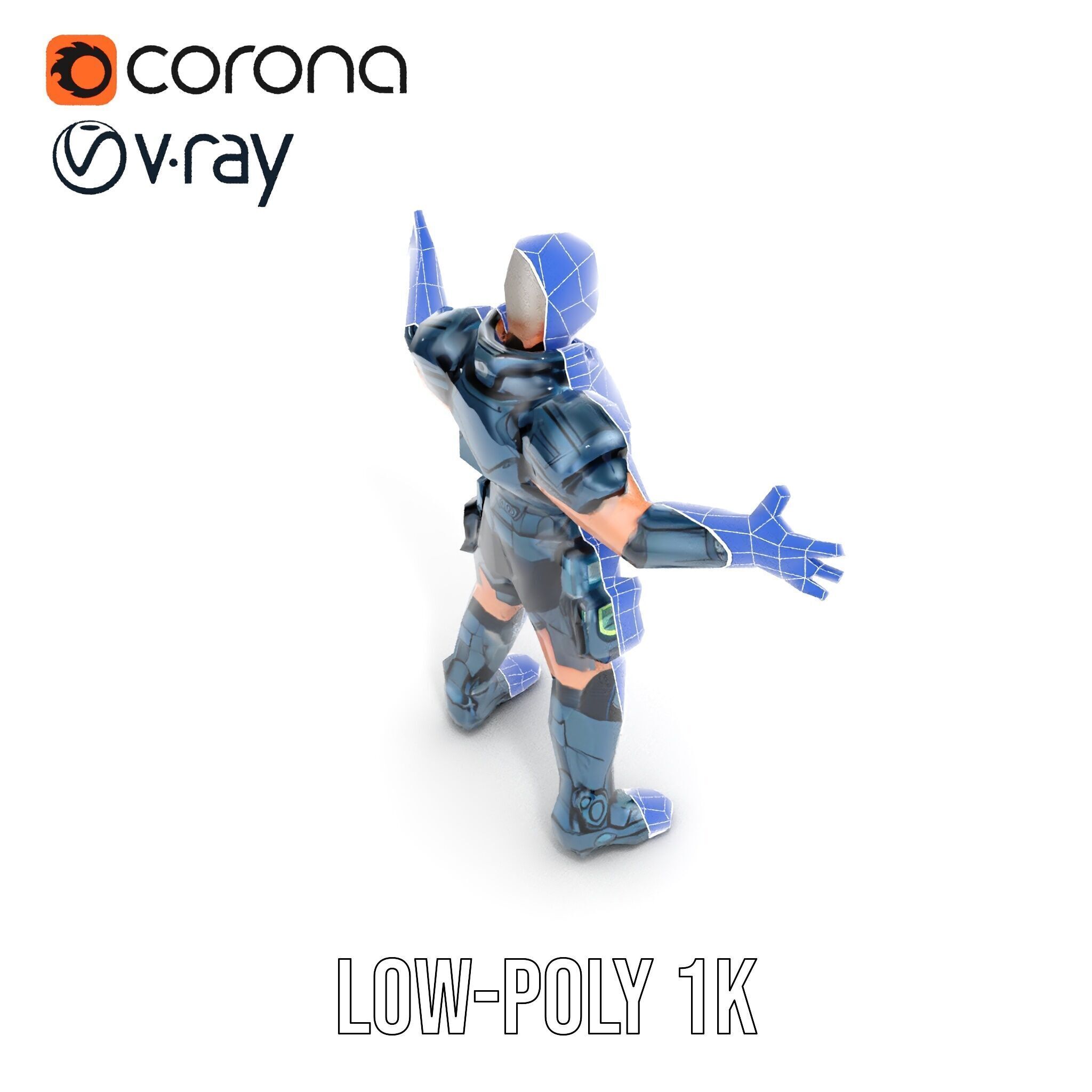 Futuristic Armored Soldier Rigged and Animated D Character Model Low-poly 3D model_30