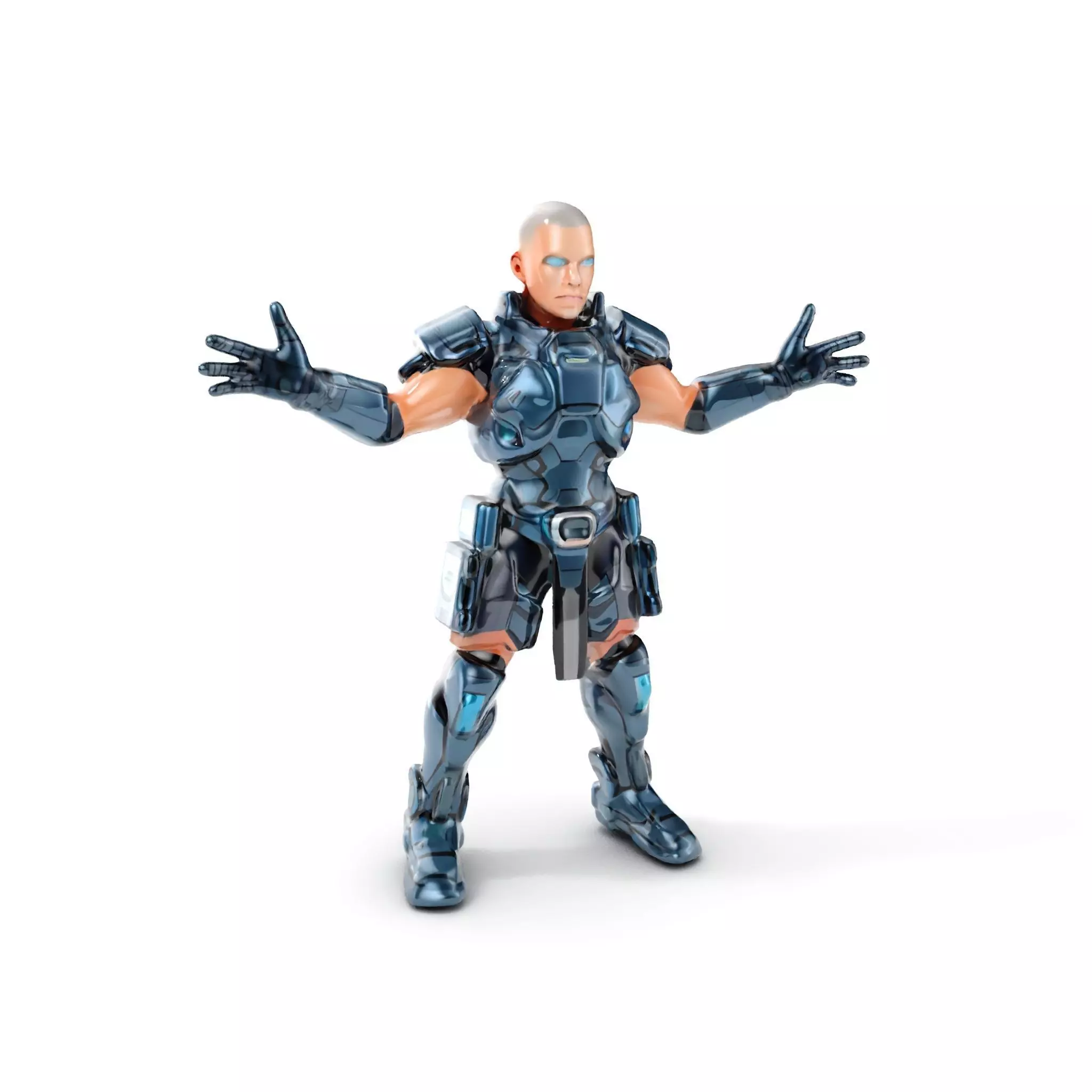 Futuristic Armored Soldier Rigged and Animated D Character Model Low-poly 3D model_0